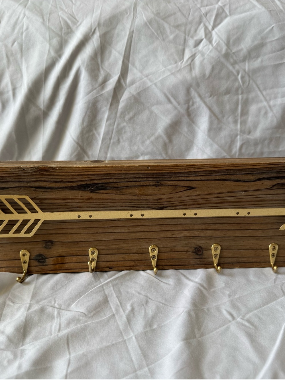 Gold Arrow Wooden Wall Hook Rack - Home Wall Decor